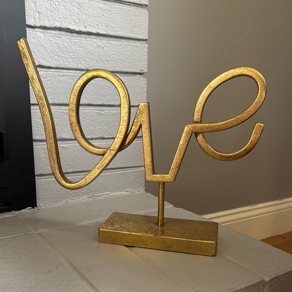 Gold Love Sculpture Elegant Metal Art